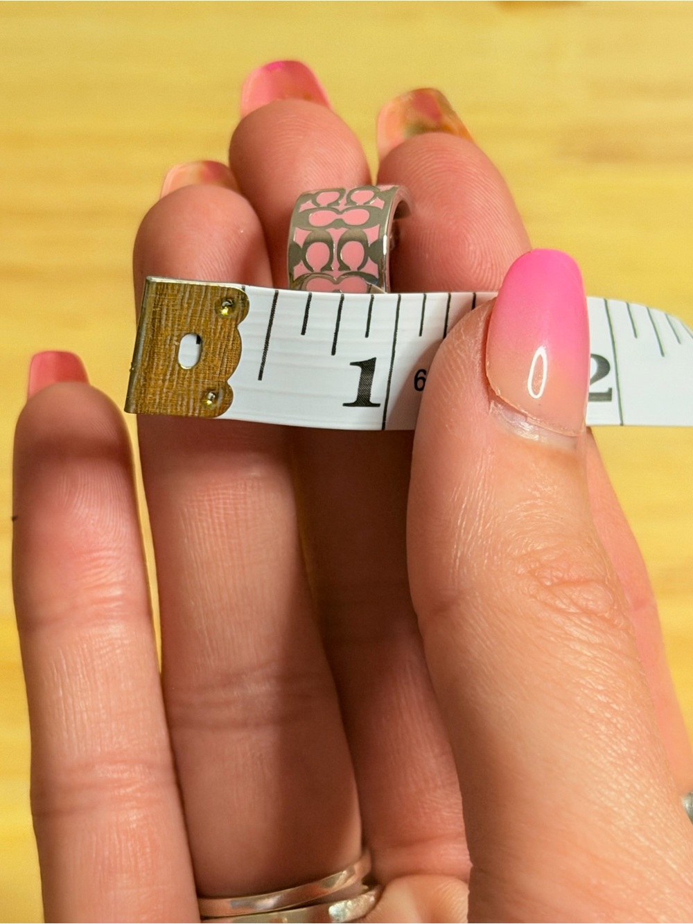 Coach Pink Silver Signature Hoop Earrings - Picture 5 of 10